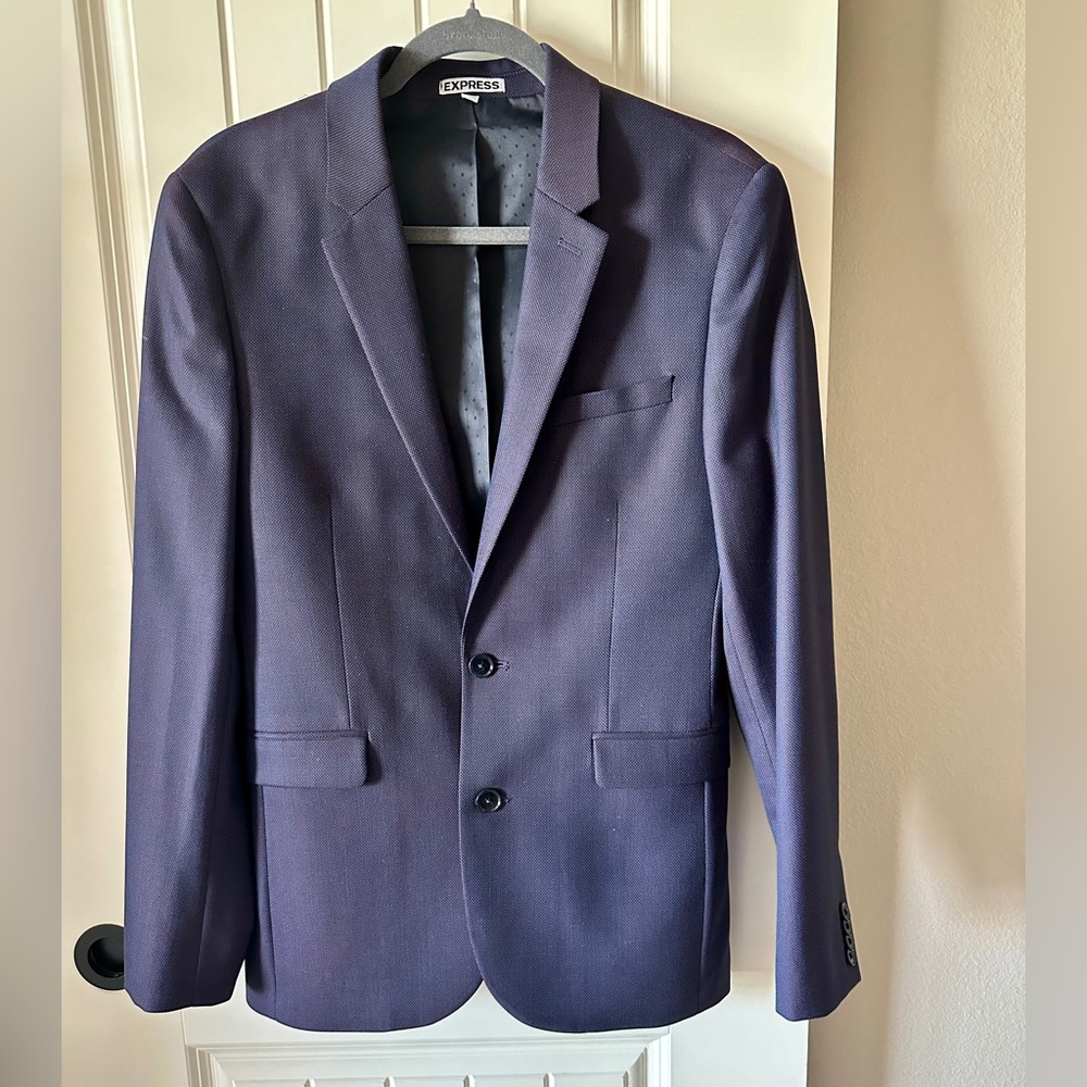 Express Men’s Skinny Fit Innovator Purple Eggplant Suit Jacket Size 36 Regular